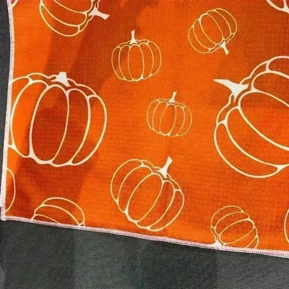 NEW! Hello Pumpkin Fall Kitchen Towels Set Bright Orange & White 16in x 24in